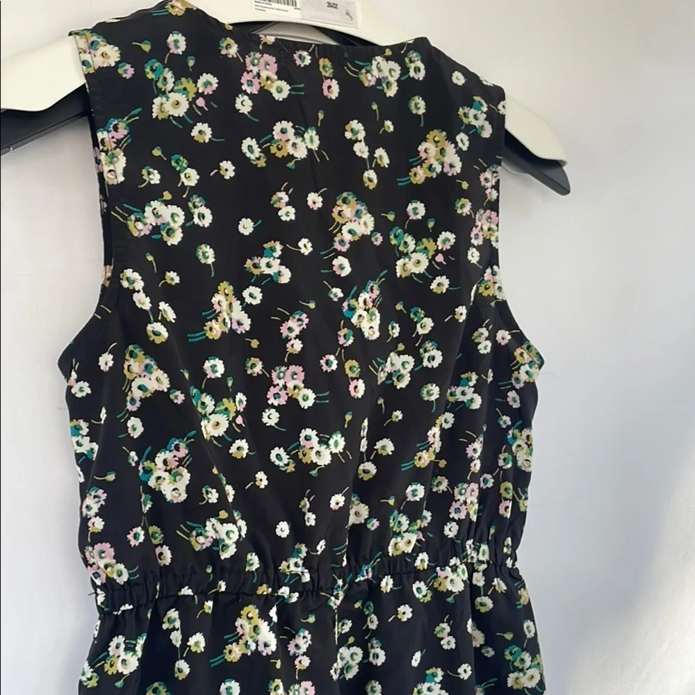 BeBop Black Floral Dress Decorative Sailor Bib Drawstring Waist Pockets Large